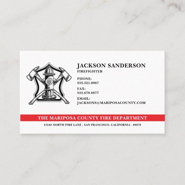Carte De Visite Logo du service d'incendie de pompier personnalisa (Devant)