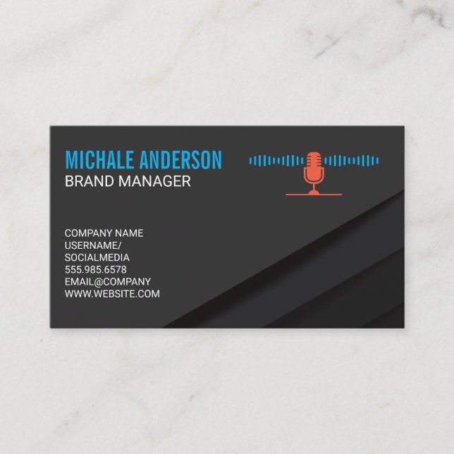 Carte De Visite Logo du signal audio du microphone (Devant)