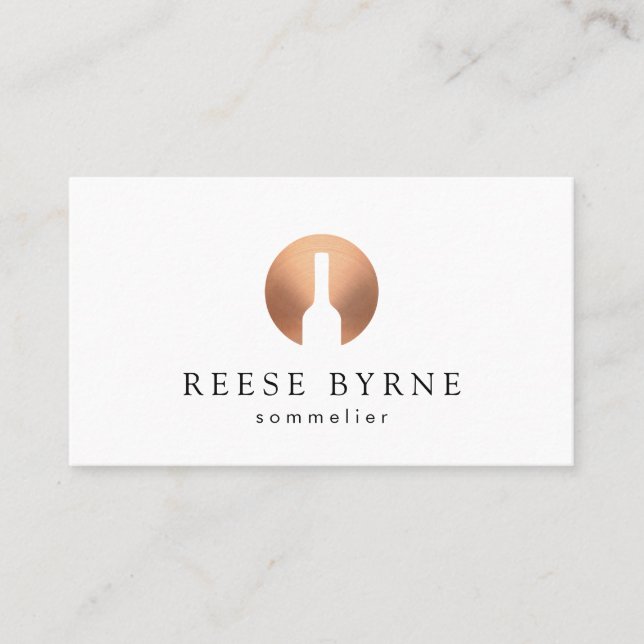 Carte De Visite Logo du sommelier de bouteille de cuivre (Devant)