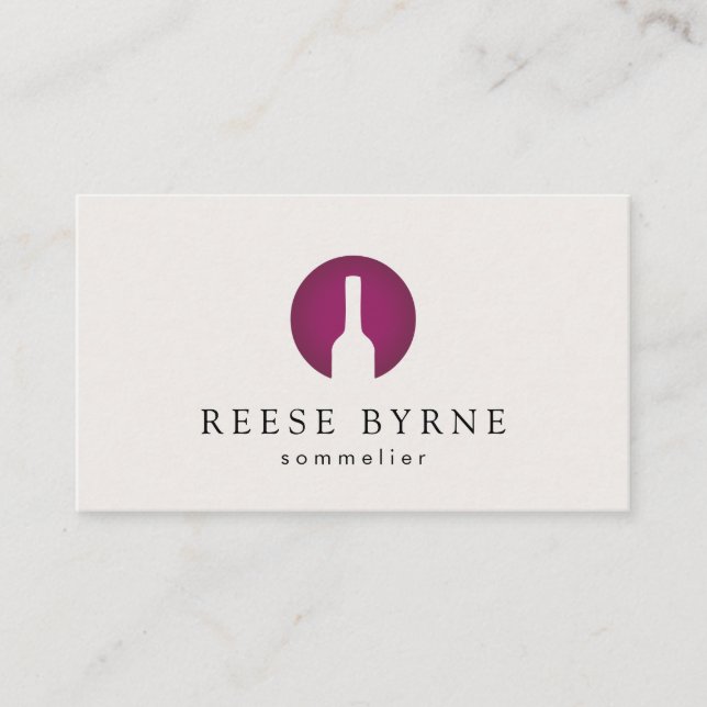 Carte De Visite Logo du sommelier de bouteille de vin rouge (Devant)