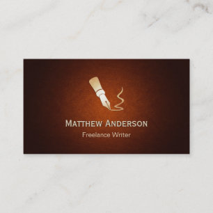 Carte De Visite Logo du stylo de l'écrivain - Lumière stylée en cu