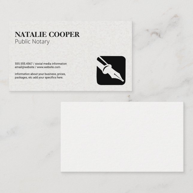 Carte De Visite Logo du stylo noir (Devant / Derrière)