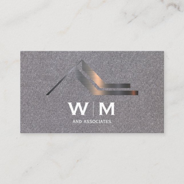 Carte De Visite Logo du toit de l'immeuble métallique | Arrière -  (Devant)
