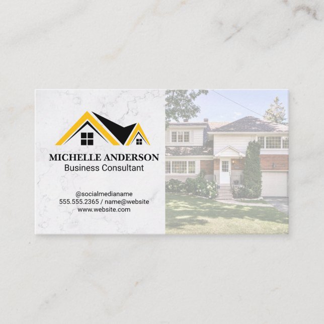 Carte De Visite Logo du toit immobilier | Maison de quartier (Devant)