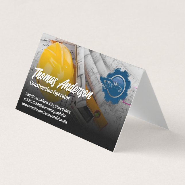 Carte De Visite Logo du véhicule de construction | Plan directeur (Devant)