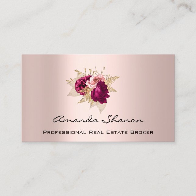 Carte De Visite Logo du Wedding planner Floral Rose QR CODE (Devant)