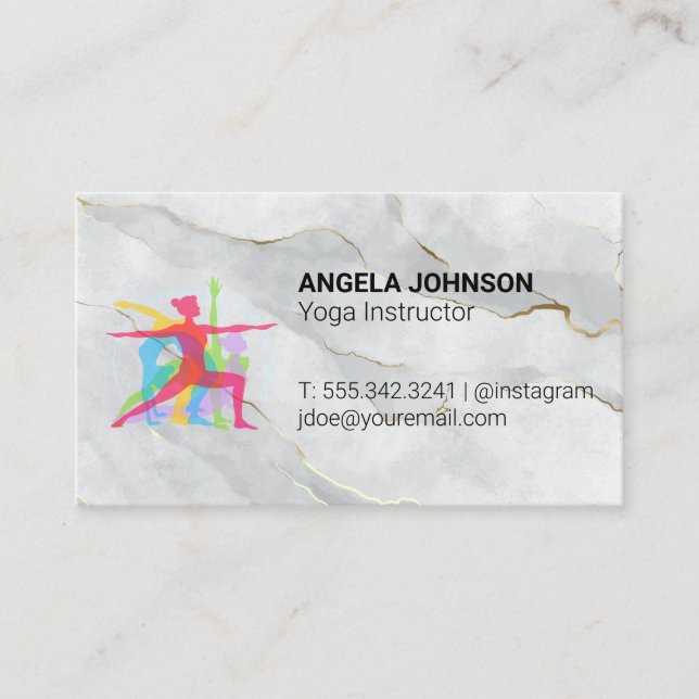 Carte De Visite Logo du Yoga Poses | Marbre (Devant)