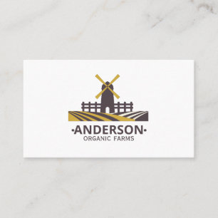 Carte De Visite Logo d'une éolienne agricole biologique moderne