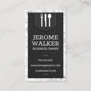 Carte De Visite Logo d'ustensile Bracelet en cuir pointu Marbr