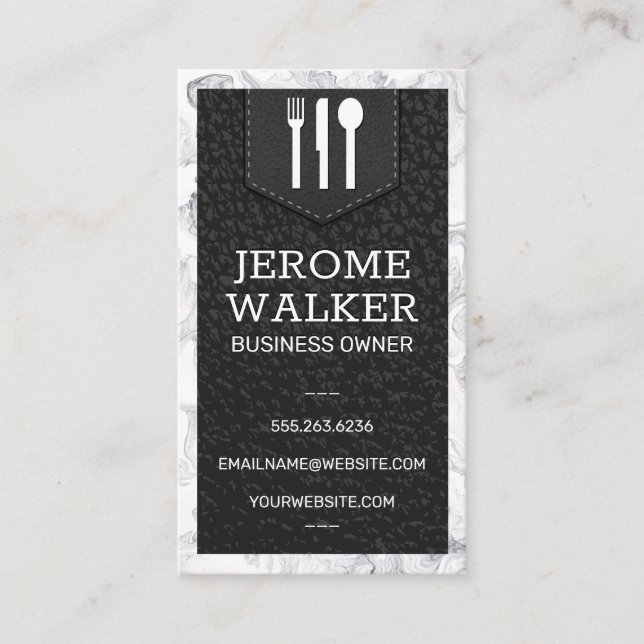 Carte De Visite Logo d'ustensile | Bracelet en cuir pointu | Marbr (Devant)