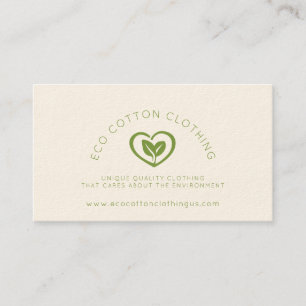 Carte De Visite Logo écologique du coeur de deux feuilles vêteme