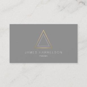 Carte De Visite Logo Edgy Faux Gold Triangle sur Grey