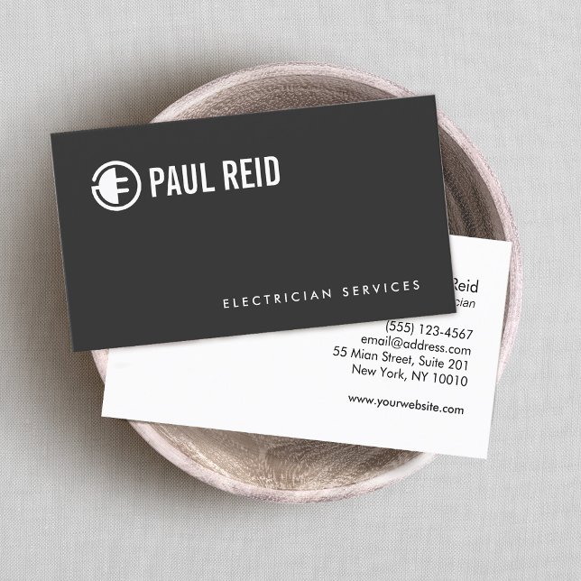 Carte De Visite Logo électronique moderne Noir (Créateur téléchargé)