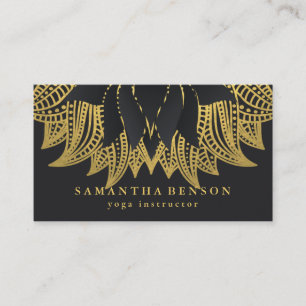 Carte De Visite Logo élégant de fleur de lotus pour professeur de