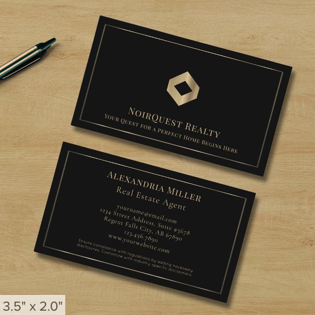 Carte De Visite Logo élégant de luxe noir (Créateur téléchargé)