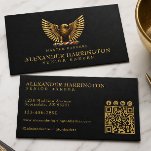 Carte De Visite Logo élégant de salon de coiffure Eagle Barber Sho