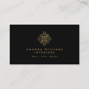 Carte De Visite Logo élégant du concepteur géométrique Gold/Black