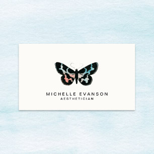 Carte De Visite Logo élégant du papillon Watercolor moderne