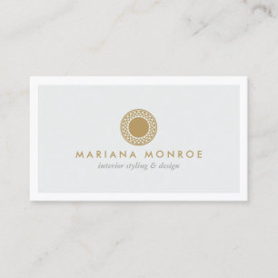 Carte De Visite LOGO ÉLÉGANT du SOLEIL d'OR sur GRIS-CLAIR