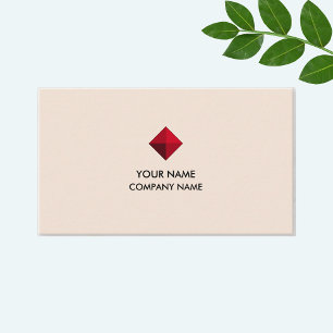 Carte De Visite Logo élégant en diamant bordeaux sur le beige clai