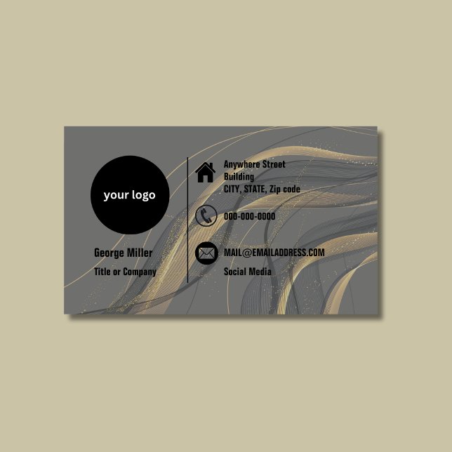 Carte De Visite Logo élégant Gold Black Minimalist Professional (Créateur téléchargé)