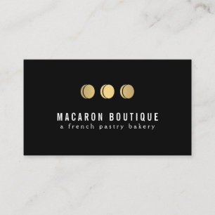 Carte De Visite Logo Elegant Gold Macaron Trio sur Black