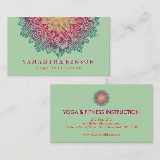 Carte De Visite Logo élégant Lotus Flower Yoga (Devant / Derrière)