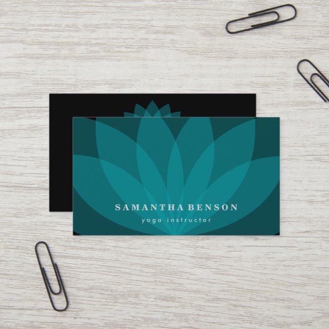 Carte De Visite Logo élégant Lotus Flower Yoga (Devant/Arrière en situation)