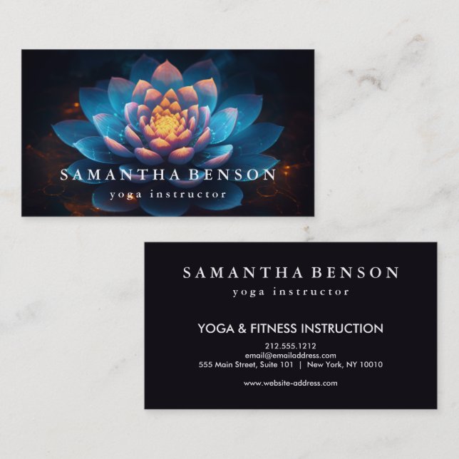Carte De Visite Logo élégant Lotus Flower Yoga (Devant / Derrière)