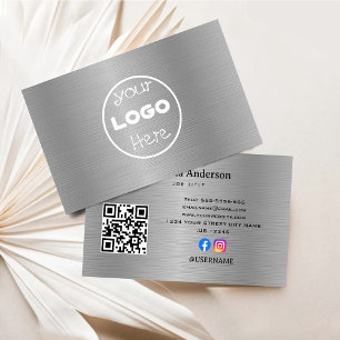 Carte De Visite Logo élégant métal aluminium argent brossé
