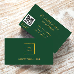 Carte De Visite Logo émeraude or vert minimaliste élégant code QR