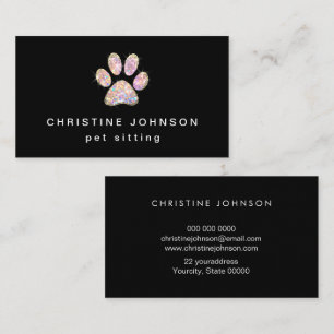 Carte De Visite Logo empreinte de patte parties scintillant