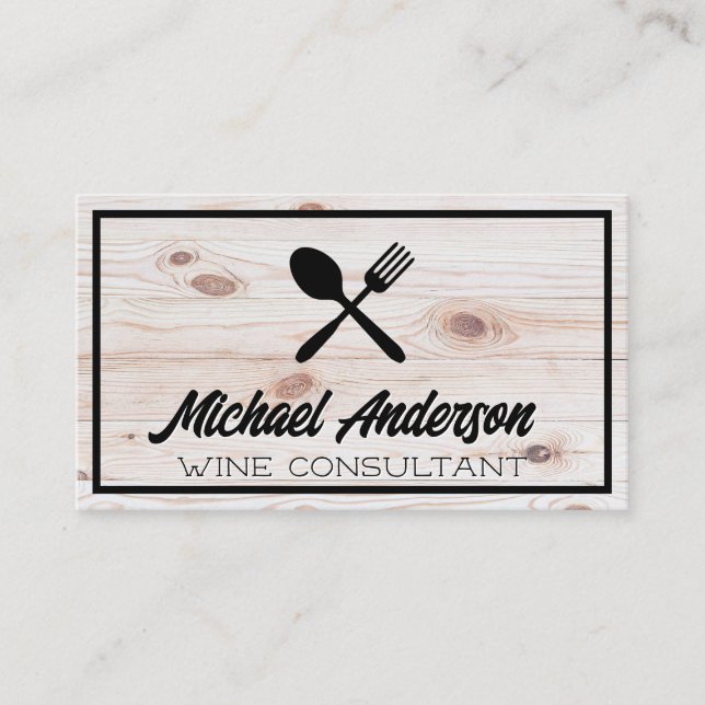 Carte De Visite Logo en argent | Bois (Devant)
