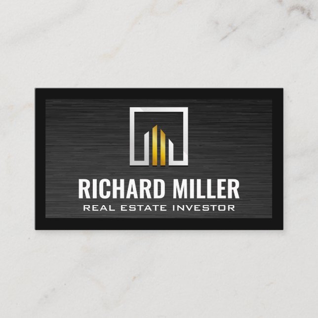 Carte De Visite Logo en argent de l'immobilier (Devant)