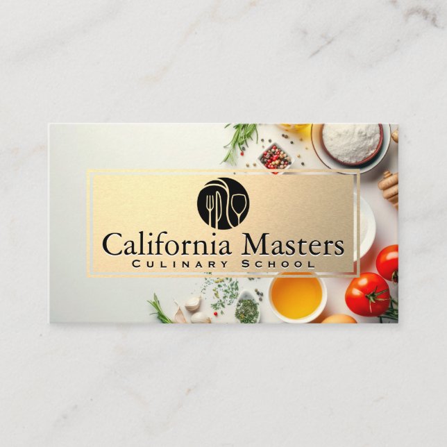 Carte De Visite Logo en argent | Ingrédients cuisines (Devant)