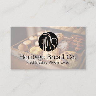 Carte De Visite Logo en argent Pâtisseries de pain Arrière - pla