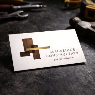 Carte De Visite Logo en bois de construction de luxe pour entrepre