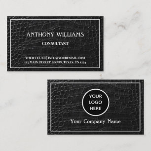 Carte De Visite Logo en cuir noir vintage Entreprise Texture
