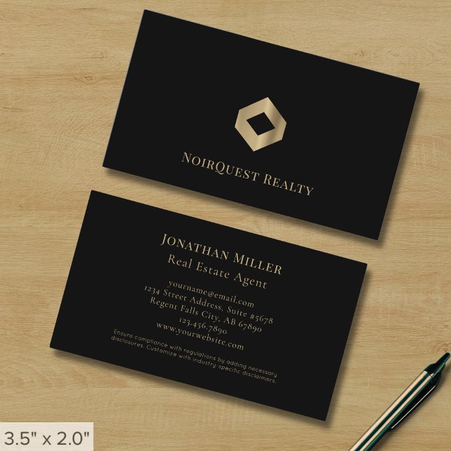 Carte De Visite Logo en or noir simple (Créateur téléchargé)