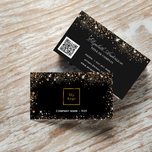 Carte De Visite Logo en or rose noir parties scintillant poussière