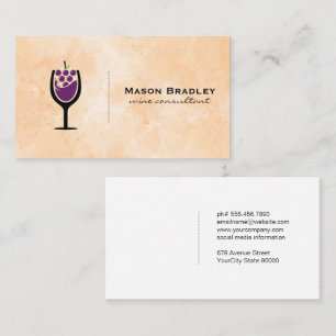 Carte De Visite Logo en verre de raisins de vin