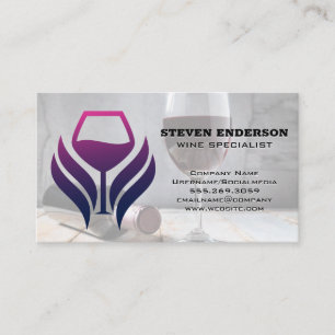 Carte De Visite Logo en verre de vin violet