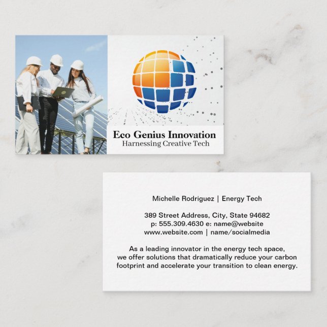 Carte De Visite Logo Energy Tech | Panneaux solaires (Devant / Derrière)