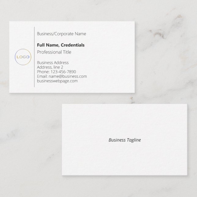 Carte De Visite Logo Entreprise Simple Noir Blanc Élégant (Devant / Derrière)