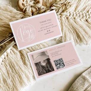 Carte De Visite Logo épuré minimaliste pour blush Qr commander mer