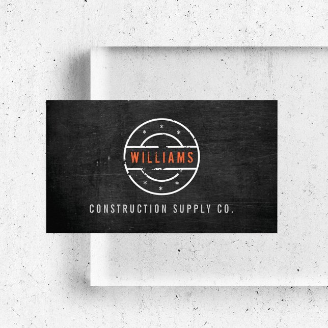Carte De Visite Logo estampé rustique sur la construction en bois  (Créateur téléchargé)
