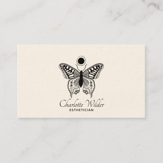 Carte De Visite Logo Esthetician Skincare Papillon (Devant)