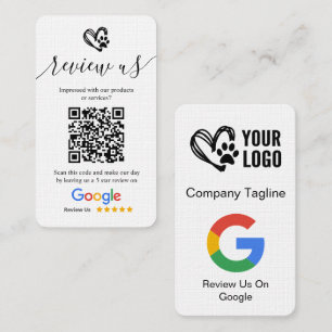 Carte De Visite Logo et code QR pour demande d'avis Google sur le