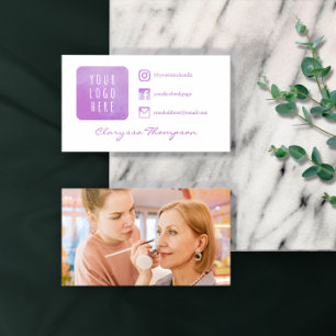 Carte De Visite Logo et photo couleur d'eau violette sur les médi
