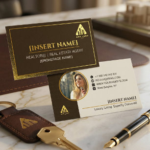 Carte De Visite Logo et photo d'agent immobilier minimaliste moder